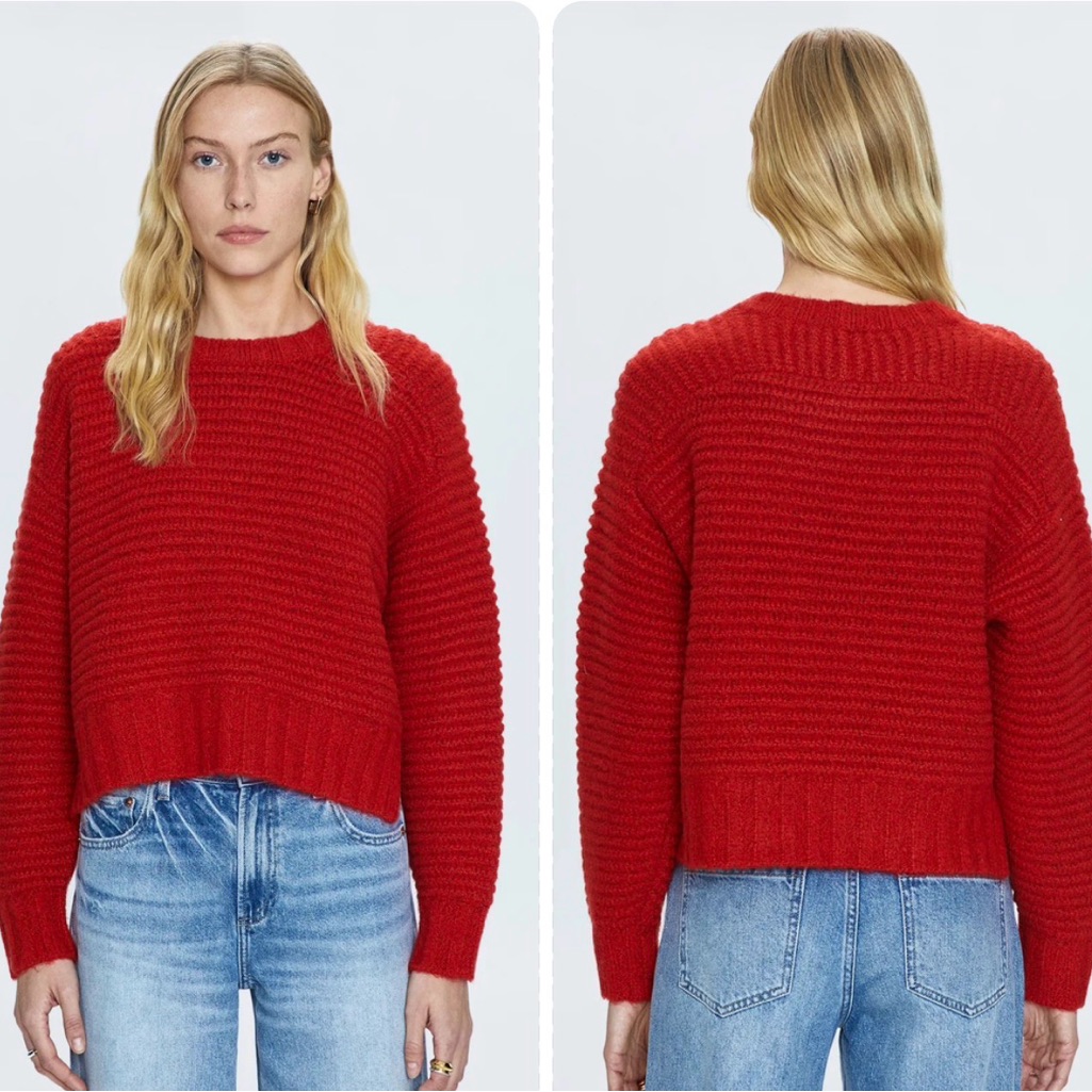 Pistola Adina Everyday Waffle Knit Raglan Sweater In Rouge Red